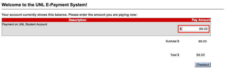 Screenshot showing where to enter payment amount