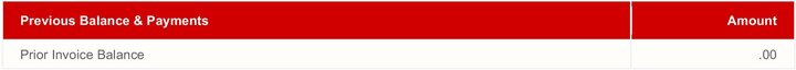 Your previous month’s balance is listed on the invoice. This area will also display the total of payments since the last statement.